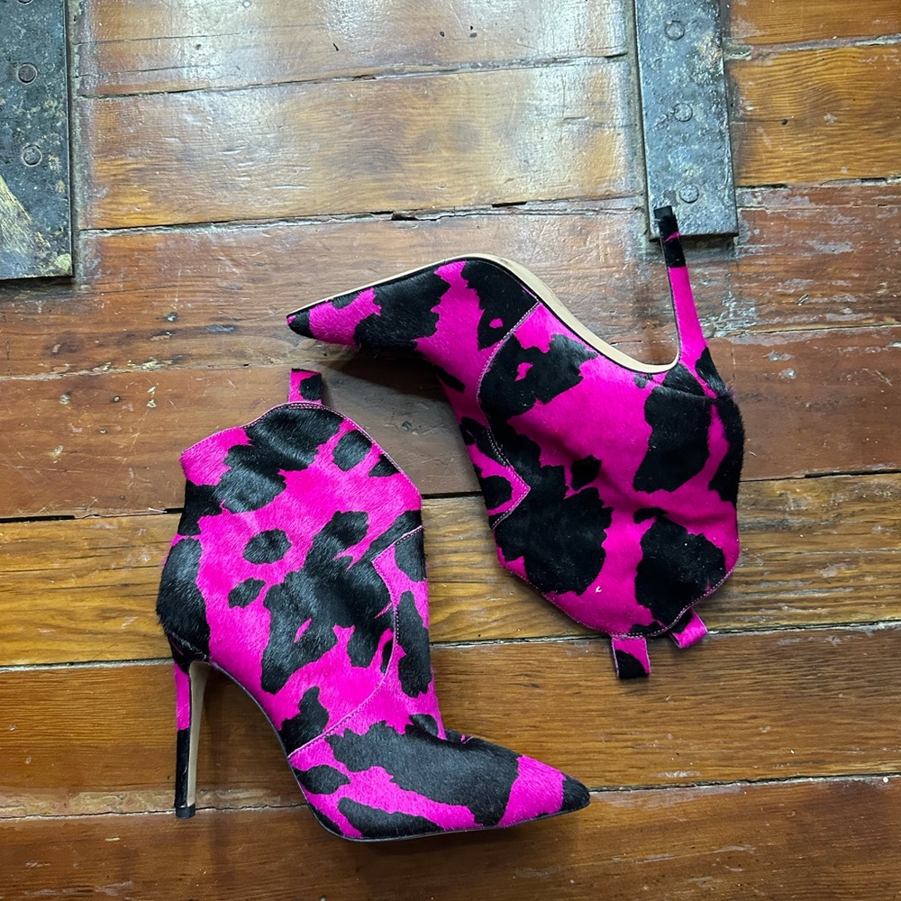 Jessica Simpson Fuchsia and Black Ankle Booties